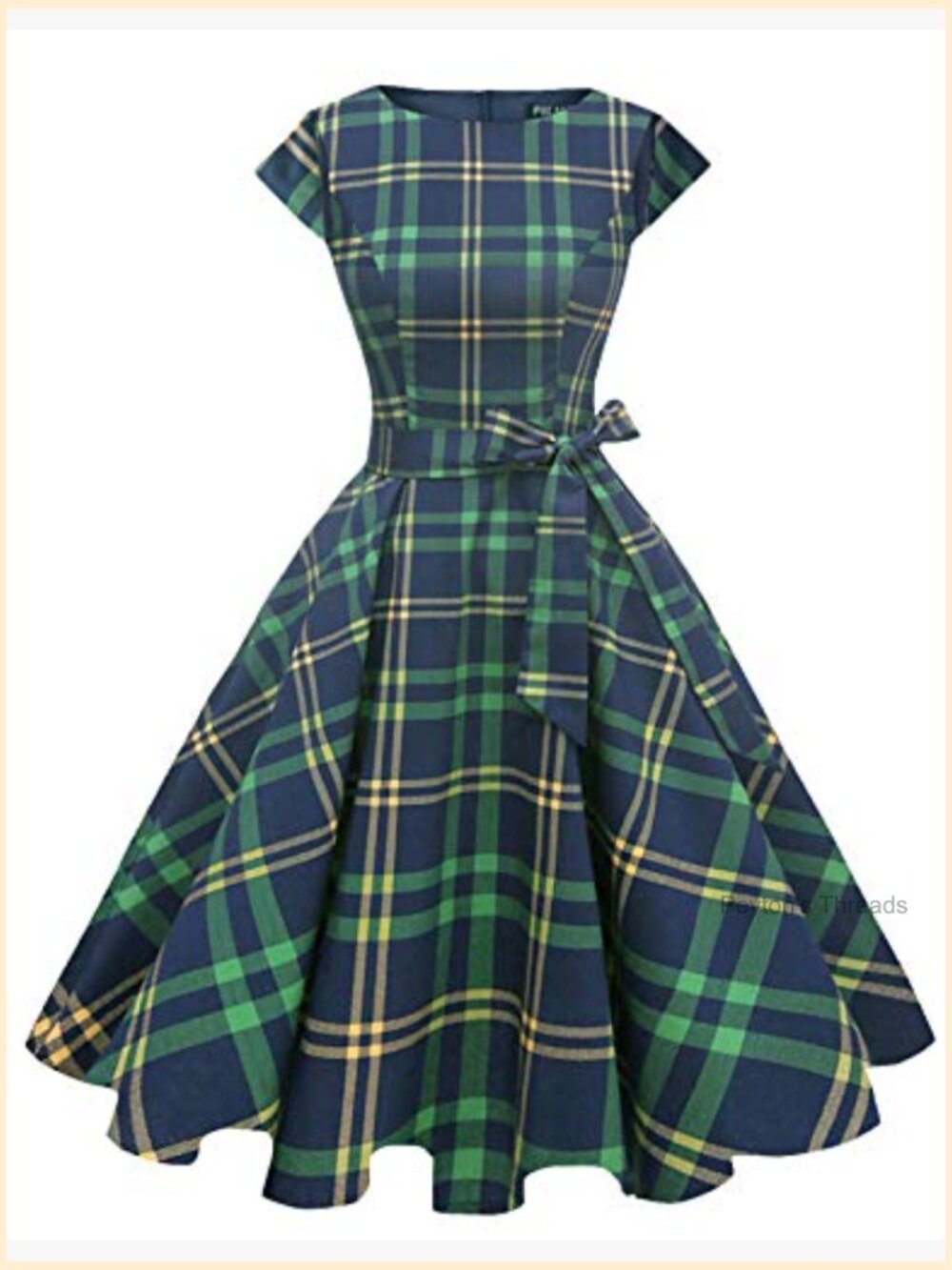 1950s Boatneck Cap Sleeve Vintage Swing Cocktail Party Dress with Pockets - Picture 2 of 6